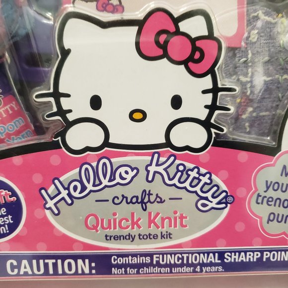 New Sealed HELLO KITTY Learn Knit Crochet Craft Yarn Bag Pink Purple Sanrio - Picture 9 of 15